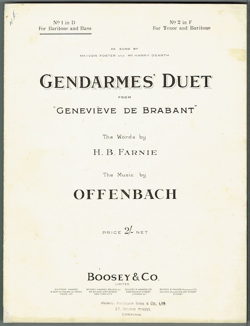 Gendarmes' Duet from Genevieve De Brabant: No1 in D For Baritone and Bass
