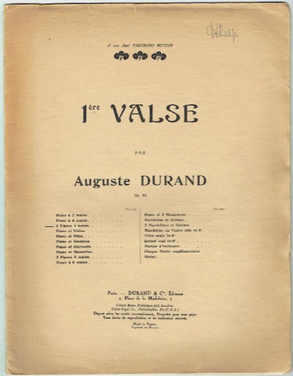 1ere Valse, Op. 83: 2 Pianos 4 Mains