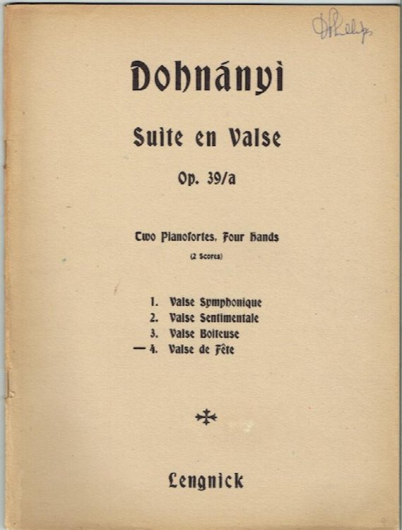Suite en Valse IV: Valse de Fete, Op. 39. Two Pianos, Four Hands