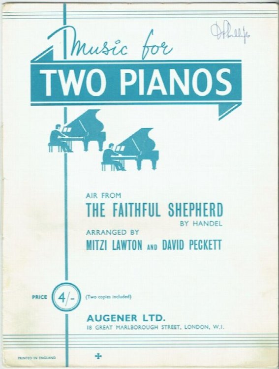 Air From The Faithful Shepherd: Arranged For Two Pianos By Mitzi Lawton and David Peckett