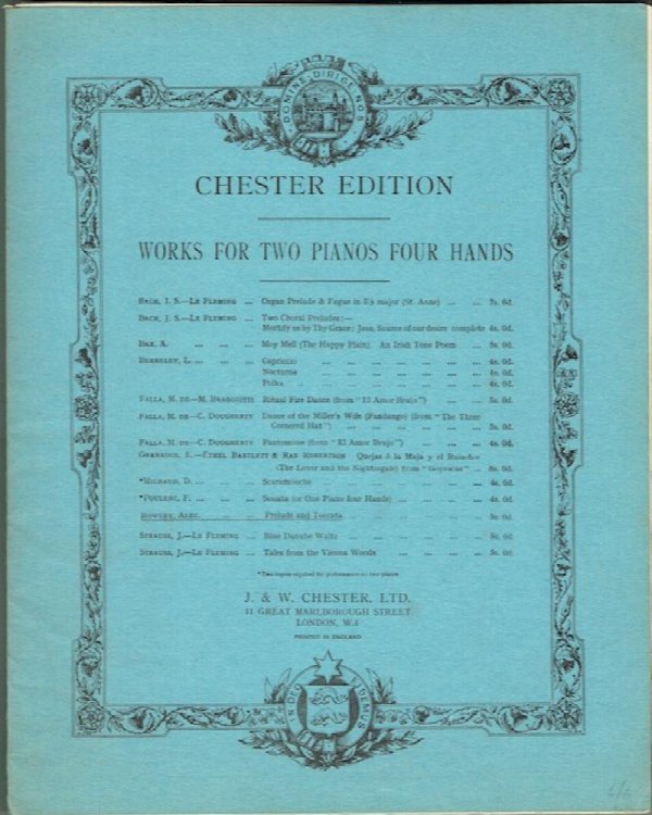 Prelude And Toccata For Two Pianos, Four Hands