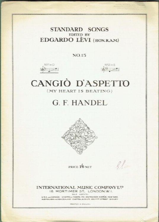 Cangio DAspetto (My Heart Is Beating): No1 in D