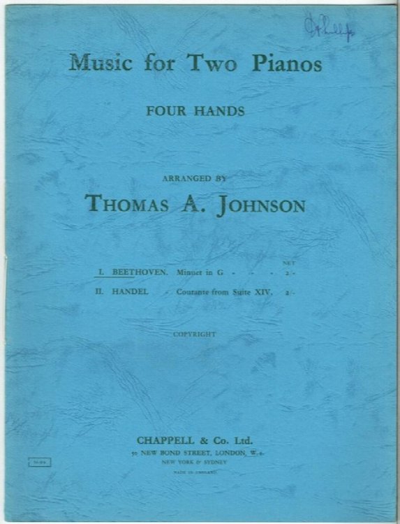 Beethoven Minuet In G: Freely Arranged For Two Pianos By Thomas Arnold Johnson