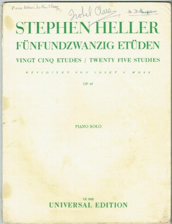 Funfundzwanzig Etden; Singt Cinq Etudes; Twenty Five Studies: Op. 47, Piano Solo