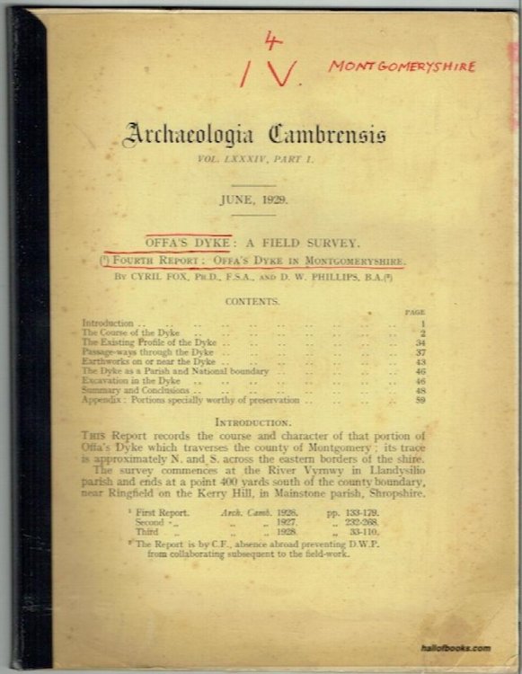 Archaeologia Cambrensis. Offa's Dyke: A Field Survey, Fourth Report - Offa's Dyke In Montgomeryshire