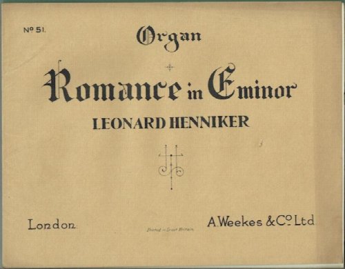 Romance In E Minor For Organ
