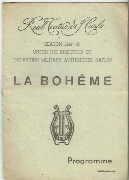Real Teatro Di San Marco: La Boheme, Programme (Season 1944-5 Under The Direction Of The British Military Authorities, Naples)