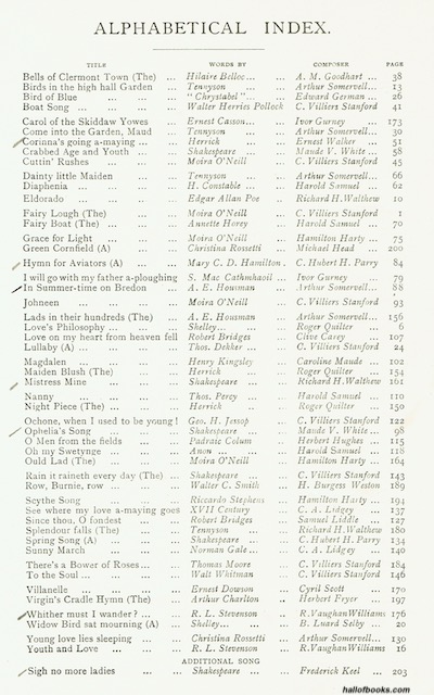 Fifty Modern English Songs Selected By And Published For The Society Of English Singers