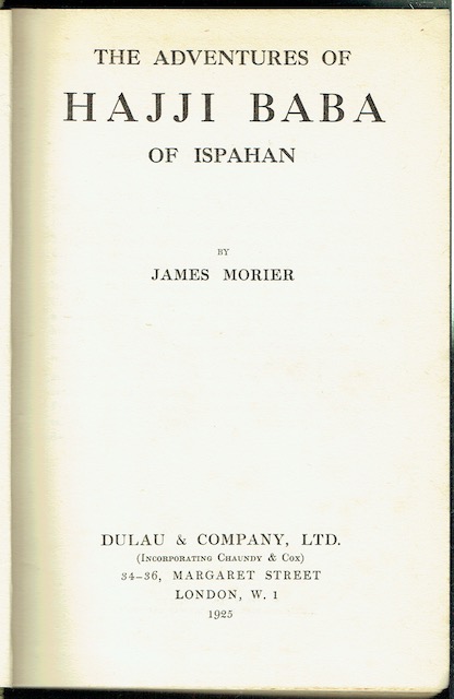 The Adventures Of Hajji Baba Of Isfahan