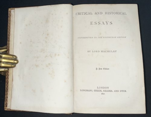 Critical And Historical Essays Contributed To The Edinburgh Review