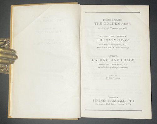 The Golden Asse, The Satyricon, Daphnis And Chloe