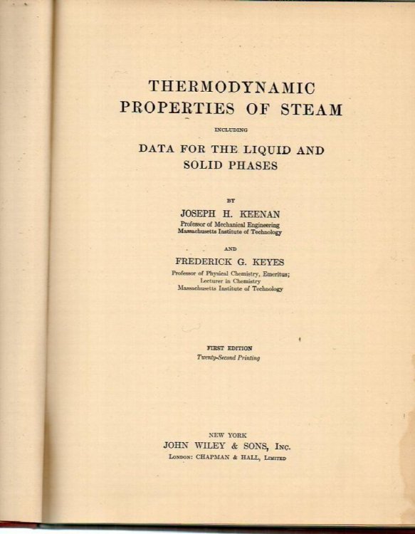 Thermodynamic Properties of Steam Including Data for the Liquid and Solid Phases