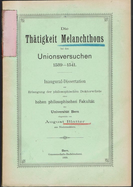 Die Thtigkeit Melanchthons bei den Unionsversuchen 1539-1541