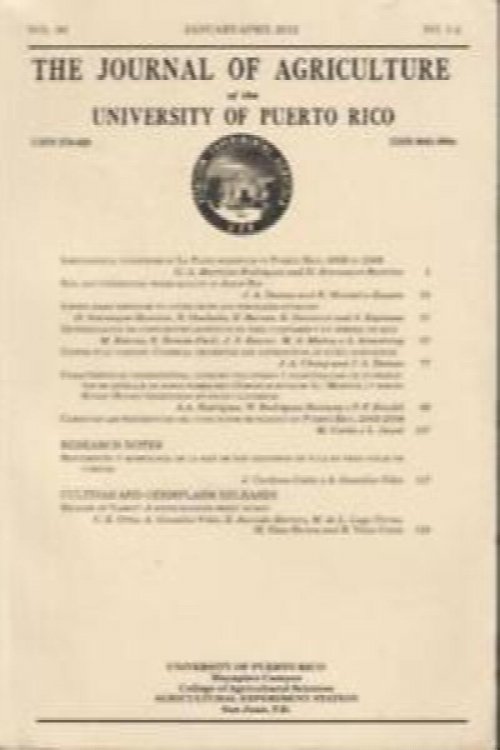 The Journal of Agriculture of the University of Puerto Rico, Vol. 96 No. 1-22, Jan-Apr 2012