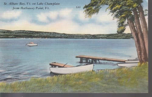 St. Albans Bay VT on Lake Champlain from Hathaway Point circa 1940 Linen Postcard