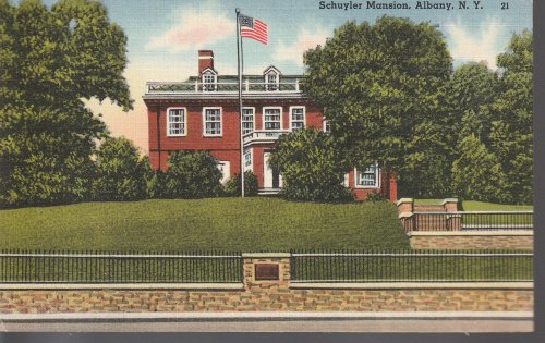 Schuyler Mansion, Albany NY circa 1935 Linen Postcard