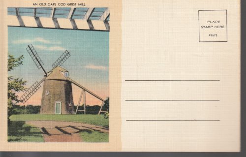 Old Cape Cod Grist Mill circa 1935 Linen Correspondence Postcard