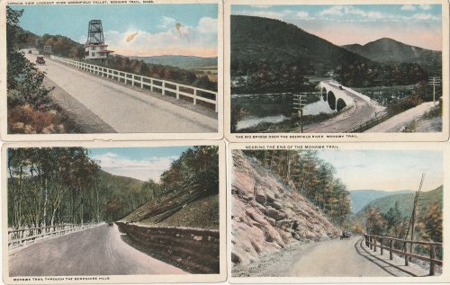 Mohawk Trail, MA x4 Vintage Postcards circa 1918 First Automobile Access Rare