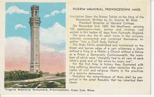 Pilgrim Memorial Provincetown, MA circa 1910 Postcard, History Description