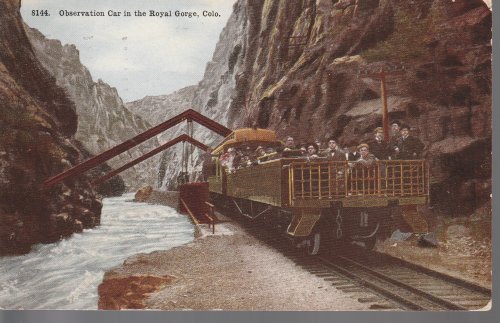 Observation Car in the Royal Gorge, CO 1910 Postcard