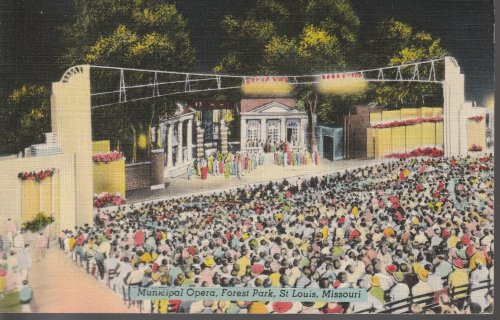 Municipal Opera Forest Park, St. Louis, MO circa 1938 Linen Postcard