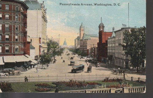 Washington DC Pennsylvania Avenue, Street Scene 1912 Trolly 1 Franklin