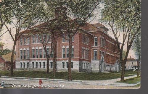 Central School Building Valparaiso, IN 1909 Postcard Posted 1 Franklin