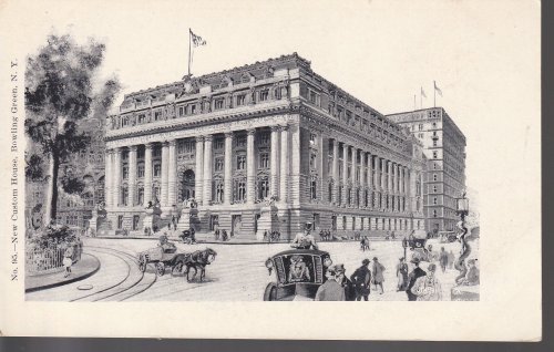 Bowling Green, NY New Custom House circa 1901 Sketch Postcard, Undivided Back