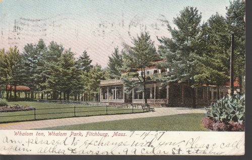Inn, Whalom Park, Fitchburg, MA 1907 Postcard Undivided Back