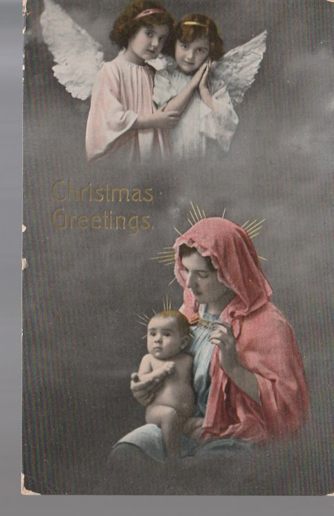 Christmas Greeting Postcard 1915 Angels Mary & Christ Child 1 Washington
