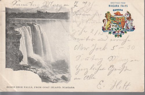 Niagra Falls Canada, Horse Shoe Falls from Goat Island, 1904 Postcard