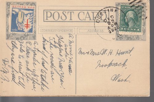 Christmas Greeting Postcard 1922 Verse