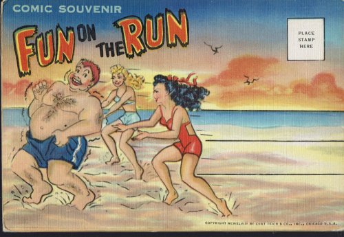 Fun on the Run Comic Souvenir Vintage Postcard Book (1948) Cartoons