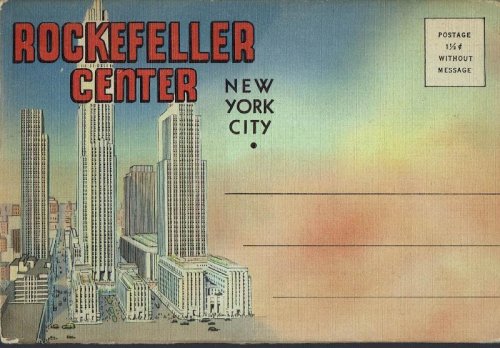 Rockefeller Center, New York City; Vintage Postcard Book (circa 1939) Linen Folder