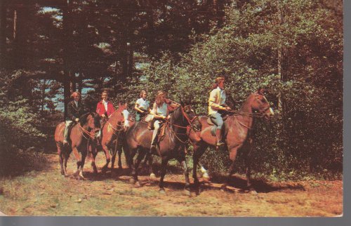 Horseback Riders, Charlevoix, MI circa 1955 Photo Postcard
