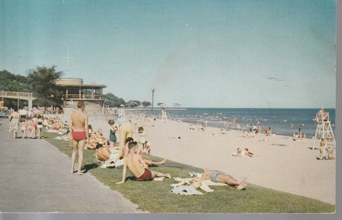 Bradford Beach Lake Michigan Milwaukee 1955 Postcard