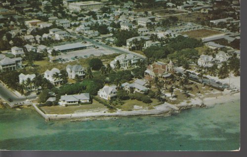 Key West FL Southernmost Tip of US Duval 1956 Aerial View Postcard