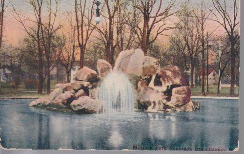 Military Park Fountain Indianapolis 1909 Postcard 1 Franklin