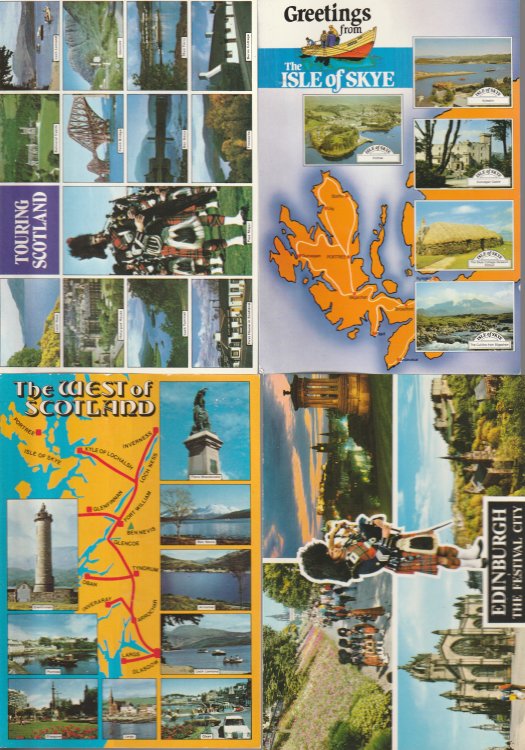 Scotland, Western, Edinburgh, Isle of Skye, Touring UK x4 Postcards 1960s Rare