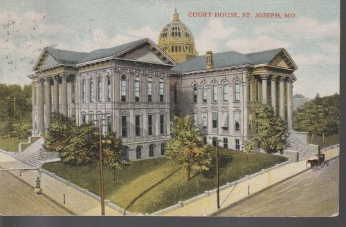 St Joseph MO Court House 1910 1 Franklin Postcard Rare