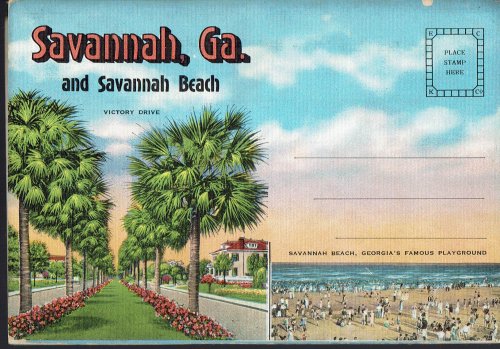 Savannah GA and Savannah Beach: Vintage Postcard Book (circa 1930)