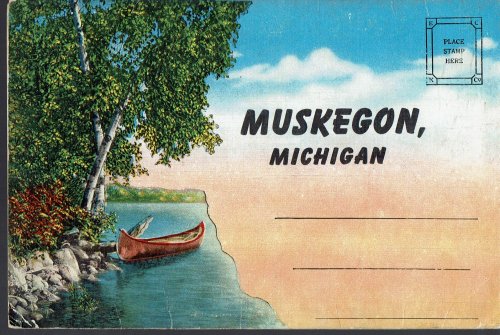 Muskegon, Michigan; Vintage Postcard Book (circa 1945)
