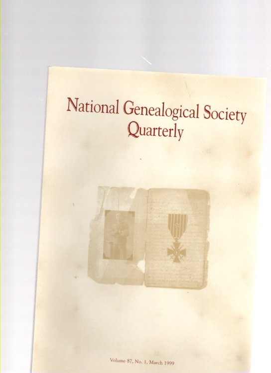 National Genealogical Society Quarterly Volume 87 No. 1 March 1999