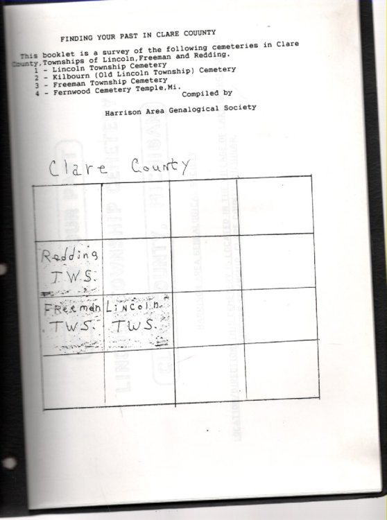 Finding Your Past in Clare County (Lincoln and Freeman Townships)