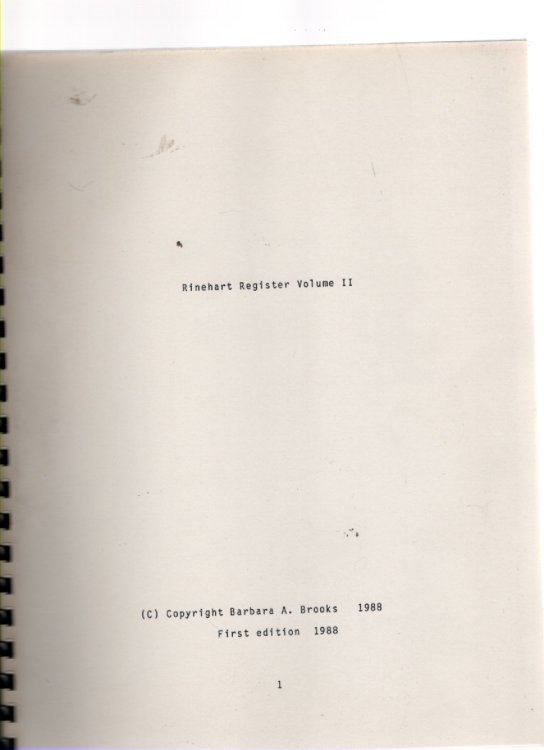 Rinehart Family Register Volume II