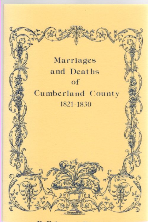 Marriages and Deaths of Cumberland County 1821-1830