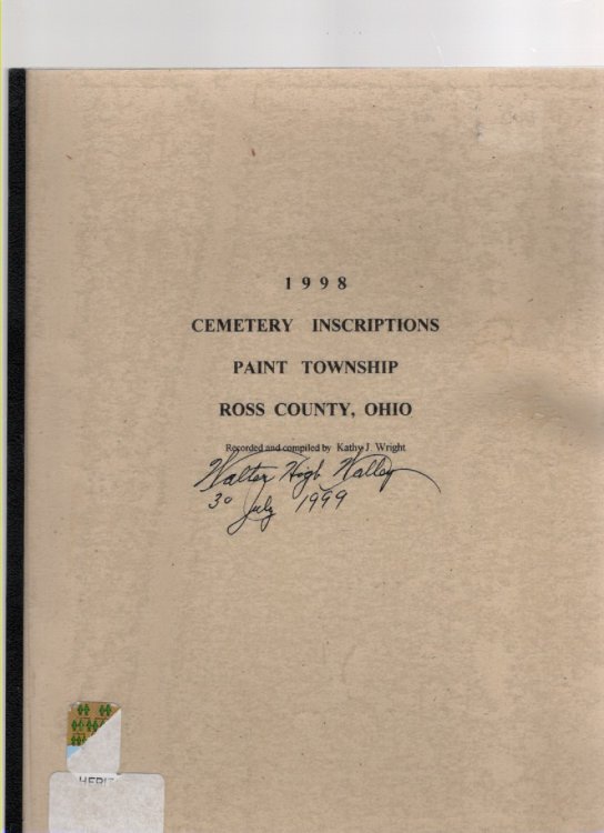 Cemetery Inscriptions Paint Township Ross County, Ohio