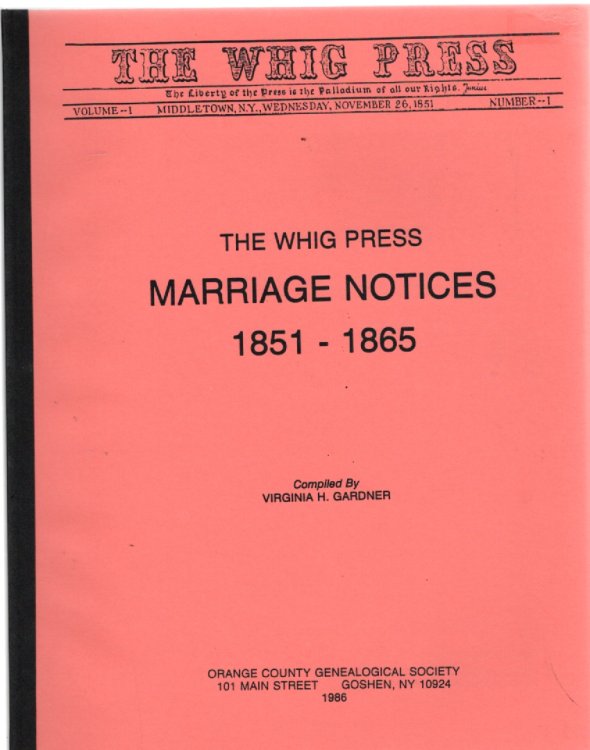 The Whig Press Marriage Notices 1851-1865