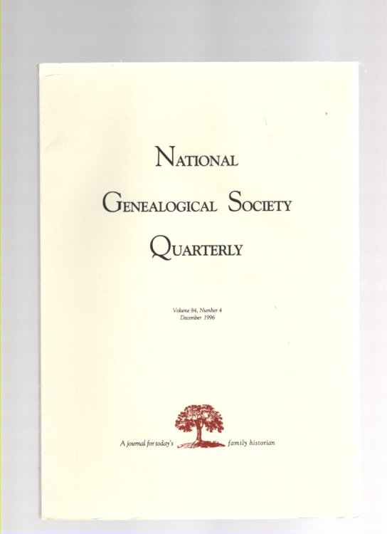 National Genealogical Society Quarterly Volume 84 Number 4 December 1996