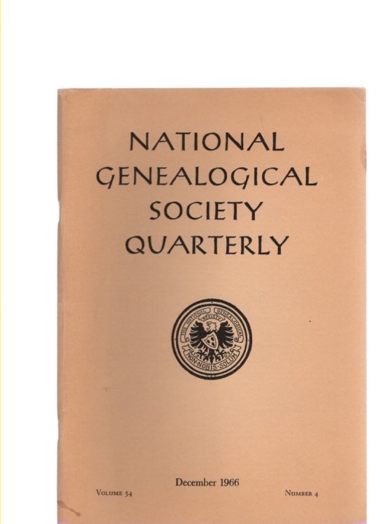 National Genealogical Society Quarterly Volume 54 Number 4 December 1966
